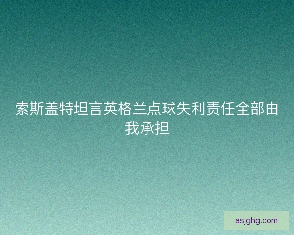 索斯盖特坦言英格兰点球失利责任全部由我承担
